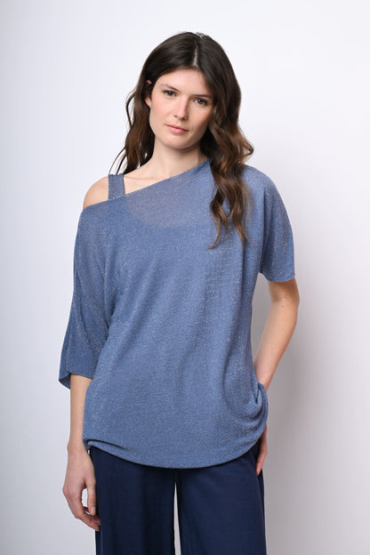 Top oversize in maglia lurex