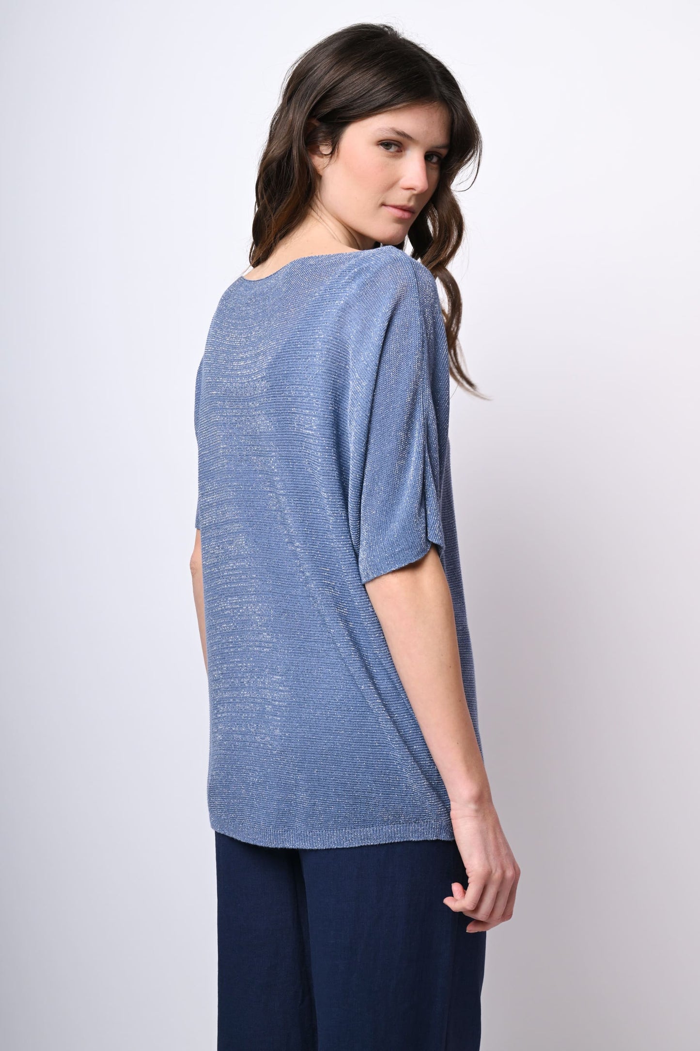 Top oversize in maglia lurex