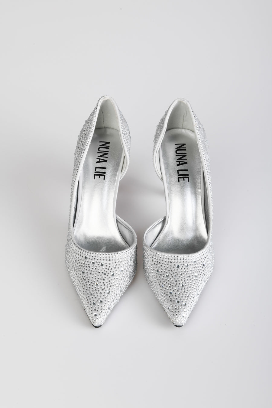 Décolleté in raso con strass