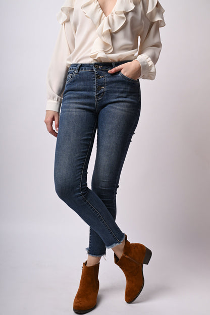Jeans skinny con bottoni