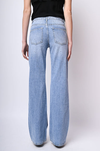 Jeans a gamba dritta con strass