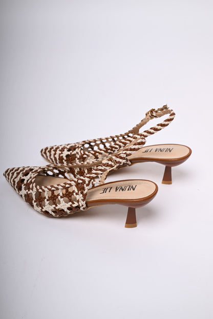 Slingback in simil-rafia intrecciata