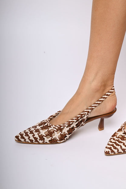 Slingback in simil-rafia intrecciata