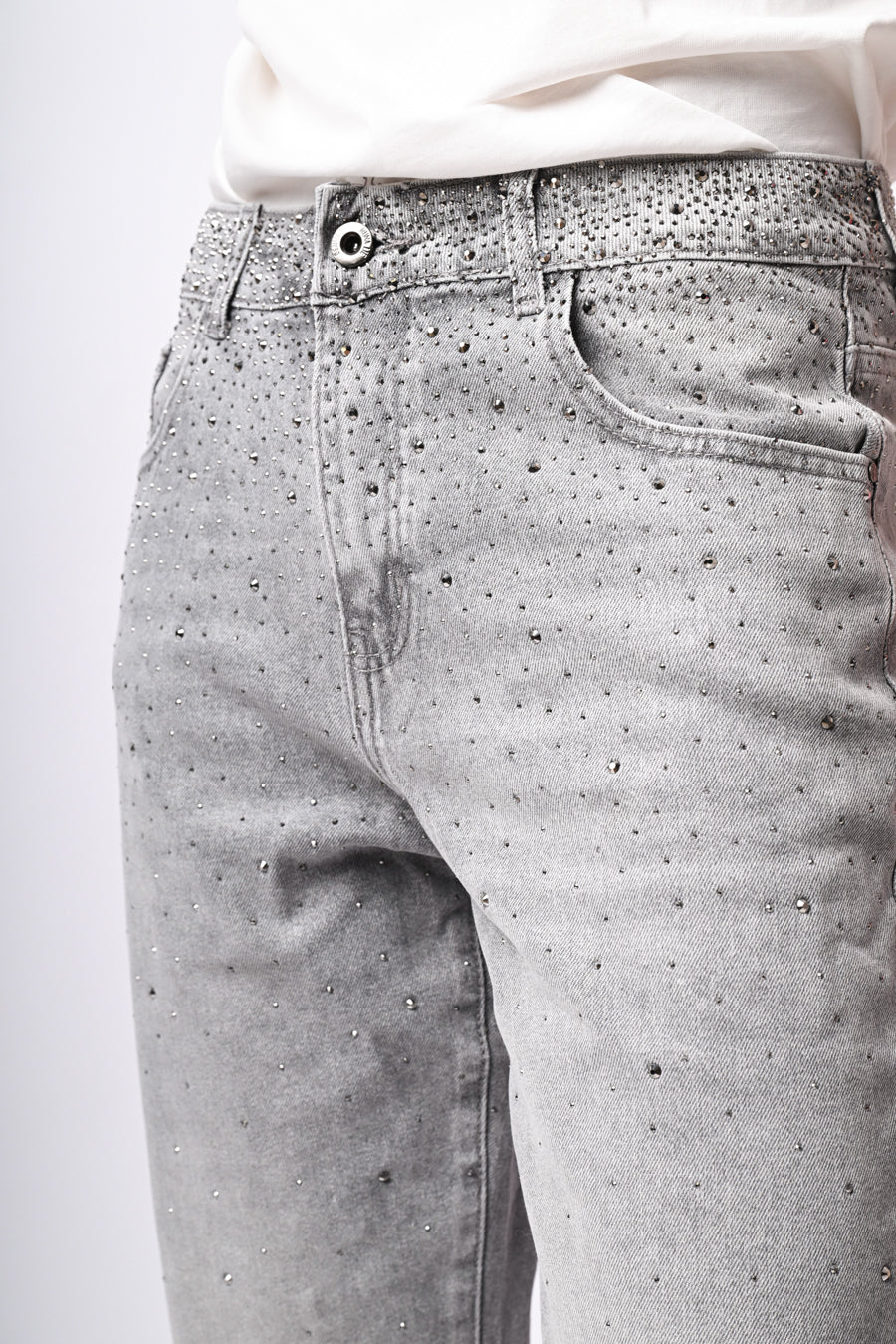 Jeans baggy con strass