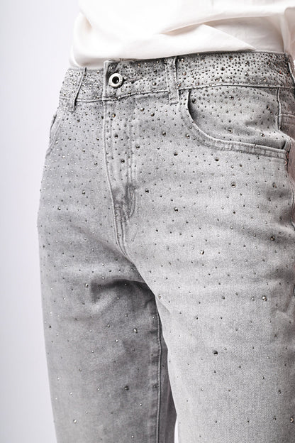 Jeans baggy con strass